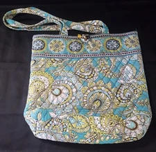 Vera Bradley Peacock Large Tote Shoulder Bag Purse Green Turquoise EXCELLENT
