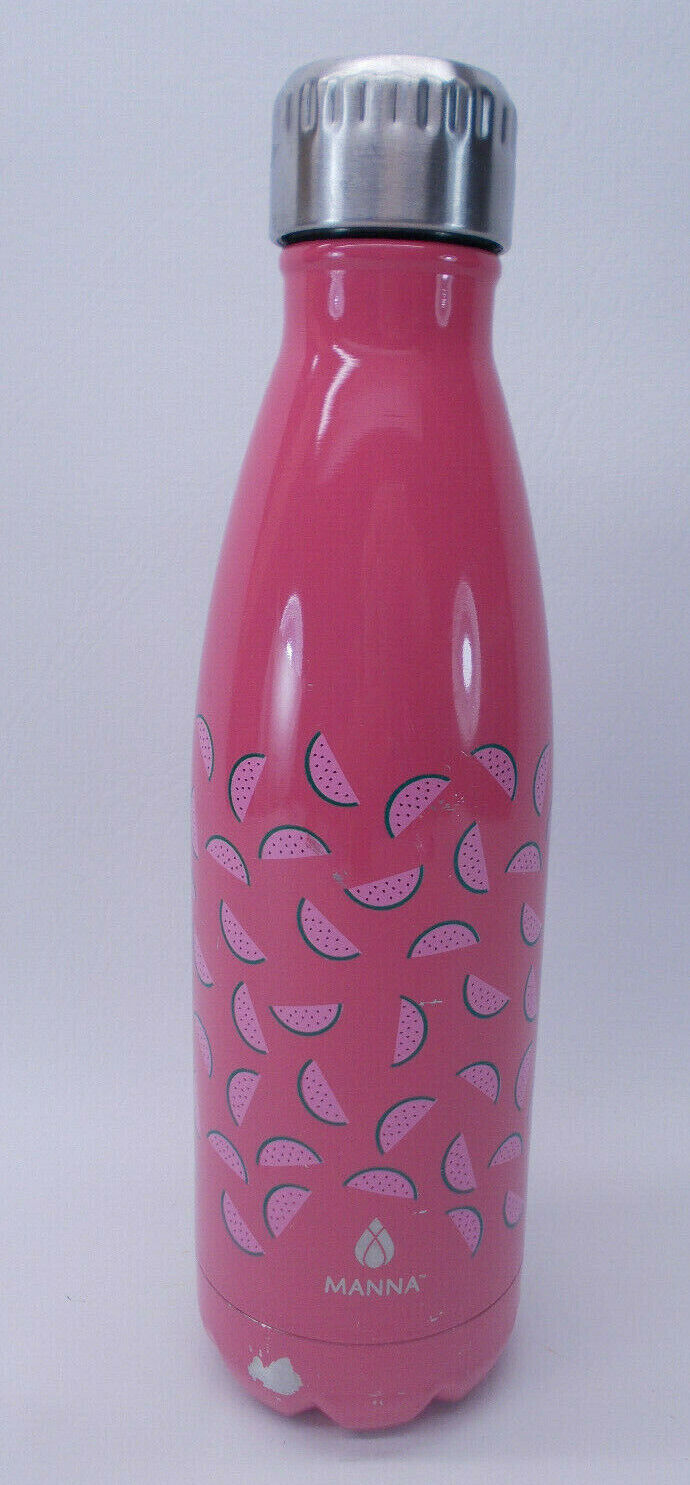 Manna 500ml Pink Watermelon Pattern Vacuum Insulated Water Bottle Reusable