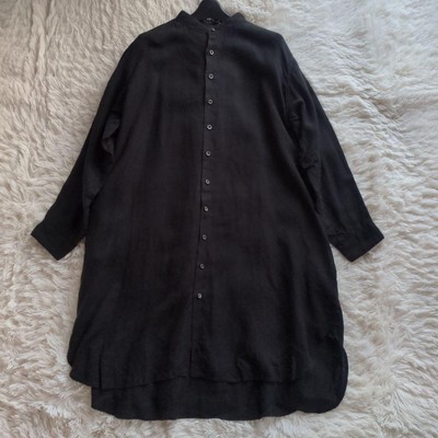 Takayuki Suzuki Long Sleeve Shirt Stand Collar Unisex Coat Black 