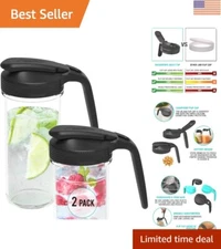 Multi Pour Top - 2 Pack Mason Jar Pitcher Lids with Handle - Leakproof Design