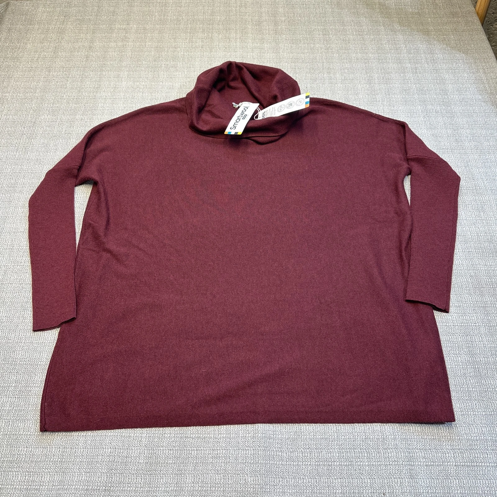 Smartwool Poncho Sweater Womens XS Black Cherry Burgundy Oversize New