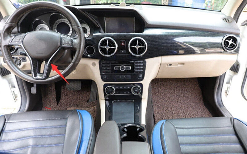 For Mercedes-Benz GLK 2013-2015 Carbon Fiber Steering Wheel Moulding Cover Trim - Image 4 of 4