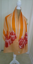 VINTAGE LADY HERITAGE ORANGE RED PINK ABSTRACT RECTANGLE SCARF