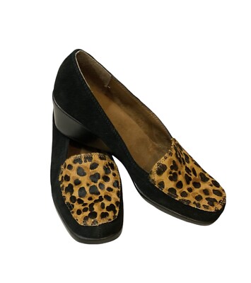 Aerosols Final Exam Loafers Leopard Print Cow Hair W/black Suede Sz 8