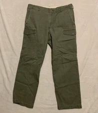DOCKERS Mens 34x32 D2 Army Green Cotton Work Khaki Cargo Straight Fit Casual