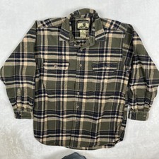 Field Stream Shirt Mens Medium Green Plaid Flannel Lined Long Sleeve Button Up