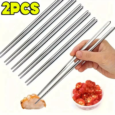 Stainless Steel Chopsticks Household round Metal Chop Sticks Japanese Sushi Food