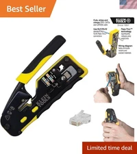 Ratcheting Data Cable and RJ45 Crimp Tool with Plug 50-Pack, Pass Thru Instal...