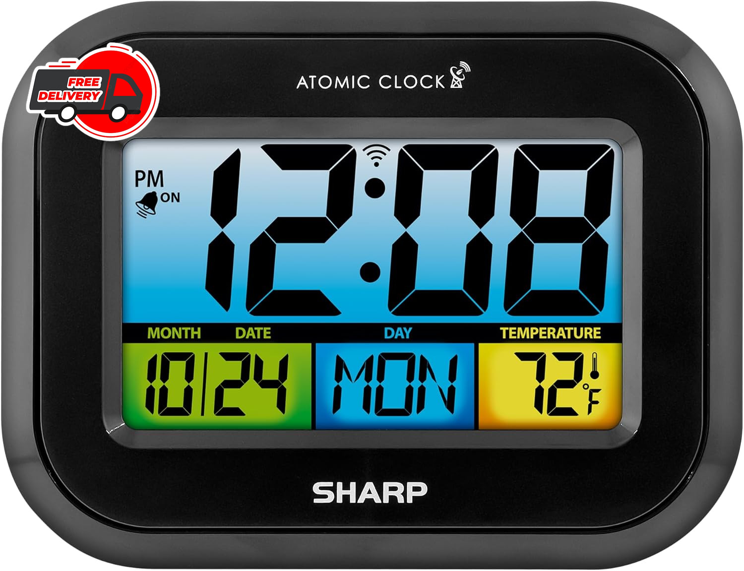 Atomic Digital Alarm Clock, Battery Operated Self-Setting Digital Wall Or