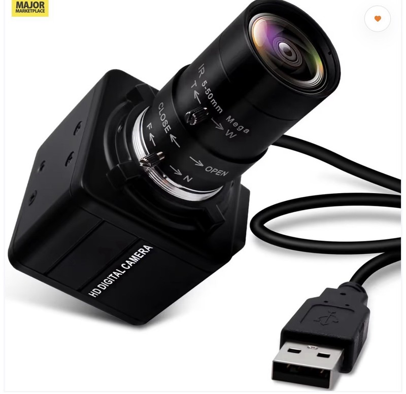 4K Ultra HD USB Web Camera with 5–50mm Varifocal Lens for Live Streaming