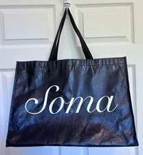 Soma Reusable Shopping Tote Bag 20" Black Durable Logo