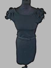 Black Mango dress sizeM(12-14?) see details short sleeve stretch lined belt
