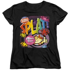 Dubble Bubble Splat Gum Womens T Shirt Black Officially Licensed