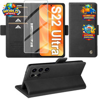 HandyhüLle Premium Leder Flip Case Mit Standfunktion Kartenfach FüR Galaxy S22