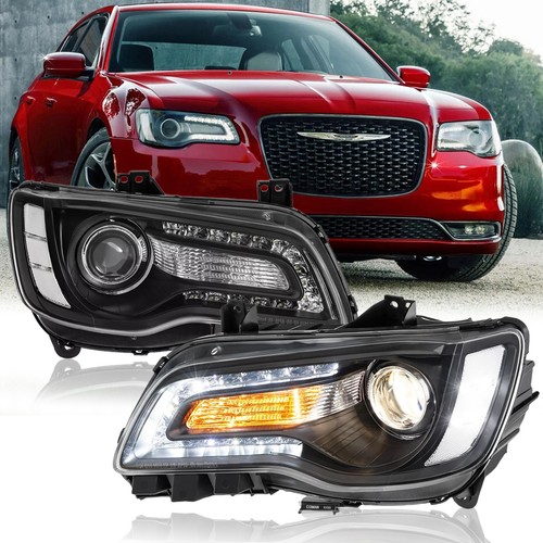 For 2011-2023 Chrysler 300 LED DRL ProjectorHeadlight Left&Right Headlamp W/Bulb