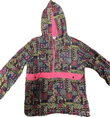 Black Jack Vintage 90 s Retro Abstract Throwback Windbreaker Pullover Jacket L