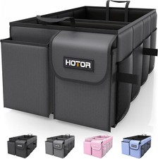 HOTOR Foldable Trunk Organizer for SUV Sedan Sturdy Car Storage 2 Compartment Bl