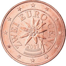 [#790751] Austria, 2 Euro Cent, 2017, MS(63), Copper Plated Steel