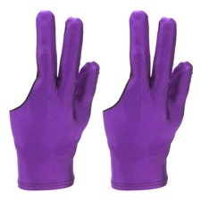 2 Pcs Three Fingers Pool Gloves, Billiards Left Hand Cue Sport Gloves, Purple