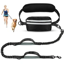 Yicostar Hands Free Dog Leash with Pouch, Retractable Bungee, Double Padded H