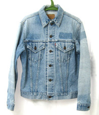 VTG 70s Levis Jean Jacket 40 Faded Light Wash Beach Red Tab Premium Denim USA