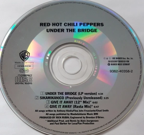 Red Hot Chili Peppers – Under The Bridge -Warner Bros. Records – 9362-40358-2 - Bild 3 von 3