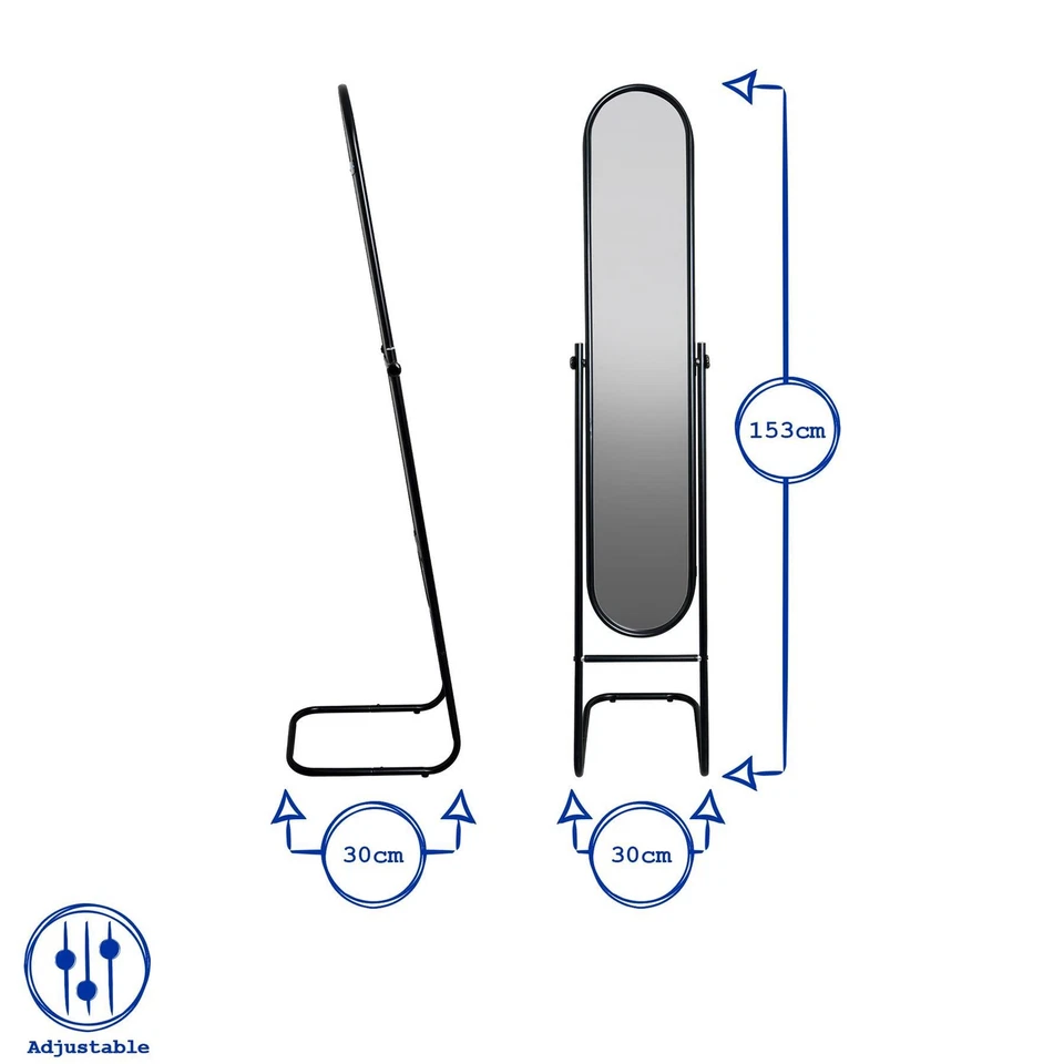 1x Round Full-Length Mirror Large Tall Metal Frame Standing Floor Mirrors 153cm - Изображение 3 из 3