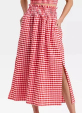 NEW Universal Thread Women's Smocked Maxi A-Line Skirt Gingham Size Medium