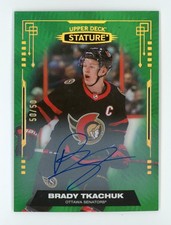 2021-22 Upper Deck Stature #4 Brady Tkachuk Auto Green 50/50