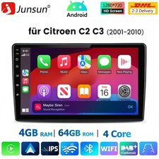 9" 4+64GB Android 15 Autoradio GPS Navi SWC Carplay Für Citroen C2 C3 2001-2010