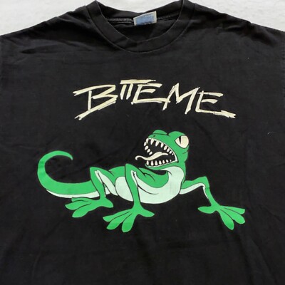 vintage 90s BITE ME LIZARD CARTOON ORLANDO FLORIDA T-Shirt MEDIUM/LARGE soft