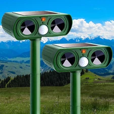 Outdoor Solar Ultrasonic Animal Repeller Dogs Cats Skunks Deer Raccoons