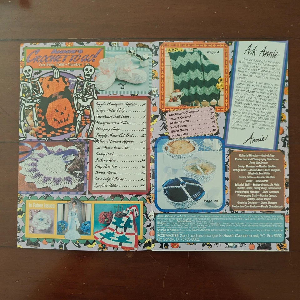 Annie's Crochet to Go! #119 Oct/Nov 1999 Jack-O-Lantern Afghan Halloween 🎃🧵 - Image 3 of 4