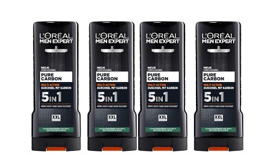  Loreal Men Expert Duschgel CARBON CLEAN Showergel 4 x 300 ml Multi Action  