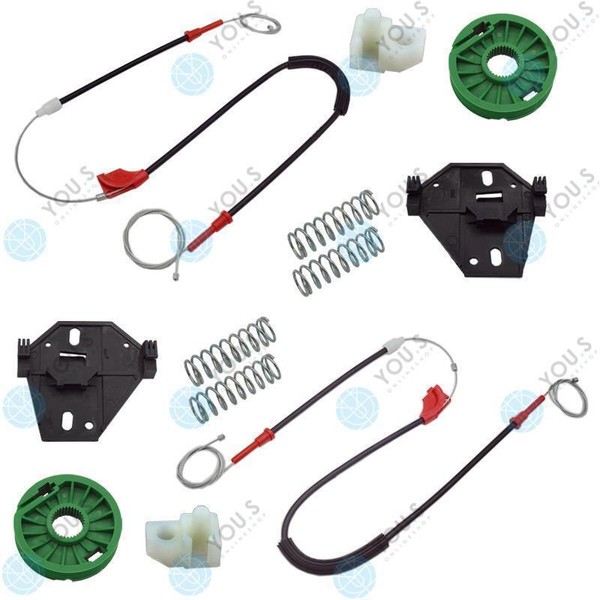 FüR Vw Transporter T4 Elektr. Fensterheber Reparatursatz Seilzug Set Vorne L + R-image