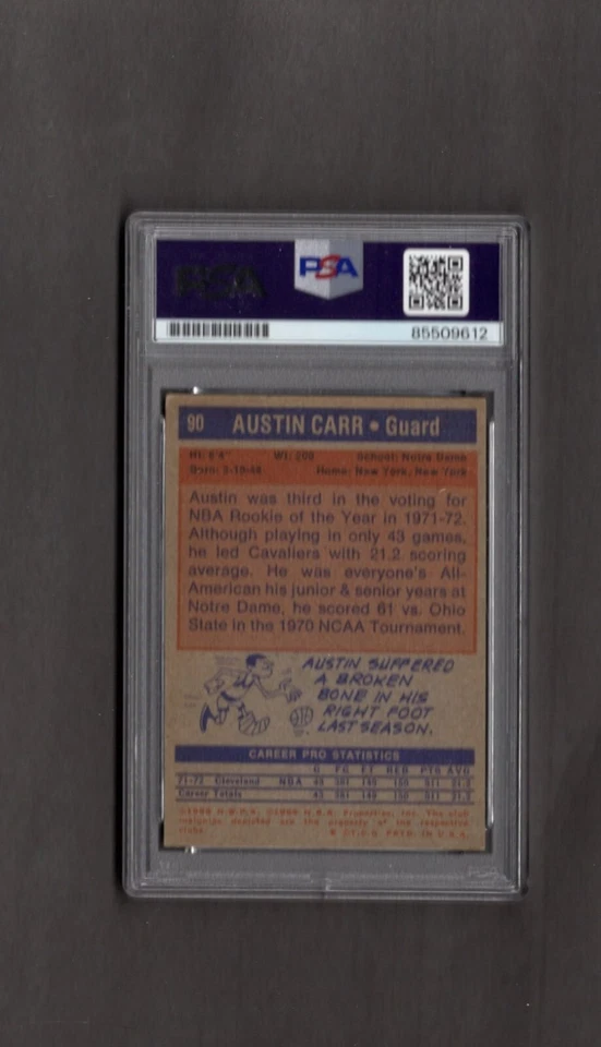 Signed Autographed 1972-73 Topps #90 Austin Carr Rookie PSA DNA COA - Image 2 of 2