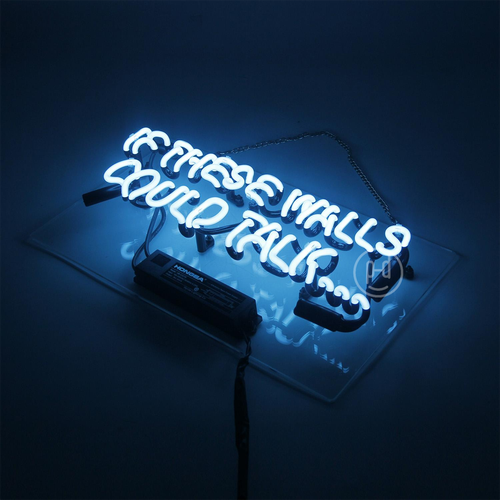 IF THESE WALLS COULD TALK Glass Neon Light Sign Game Room Wall Hanging 14"x9" - Picture 5 of 16