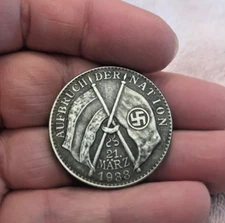 1933 Germany Awakening of the Nation flags GERMAN FUHRER WWII COMMEMORATIVE COIN