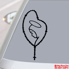 ROSARY VIRGIN MARY Vinyl Decal Sticker Car Window Wall Bumper CHRISTIAN PRAY GOD