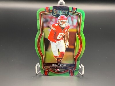 2022 Panini Select BRYAN COOK Green Prizm Die Cut 250/299 Club RC Rookie Chiefs