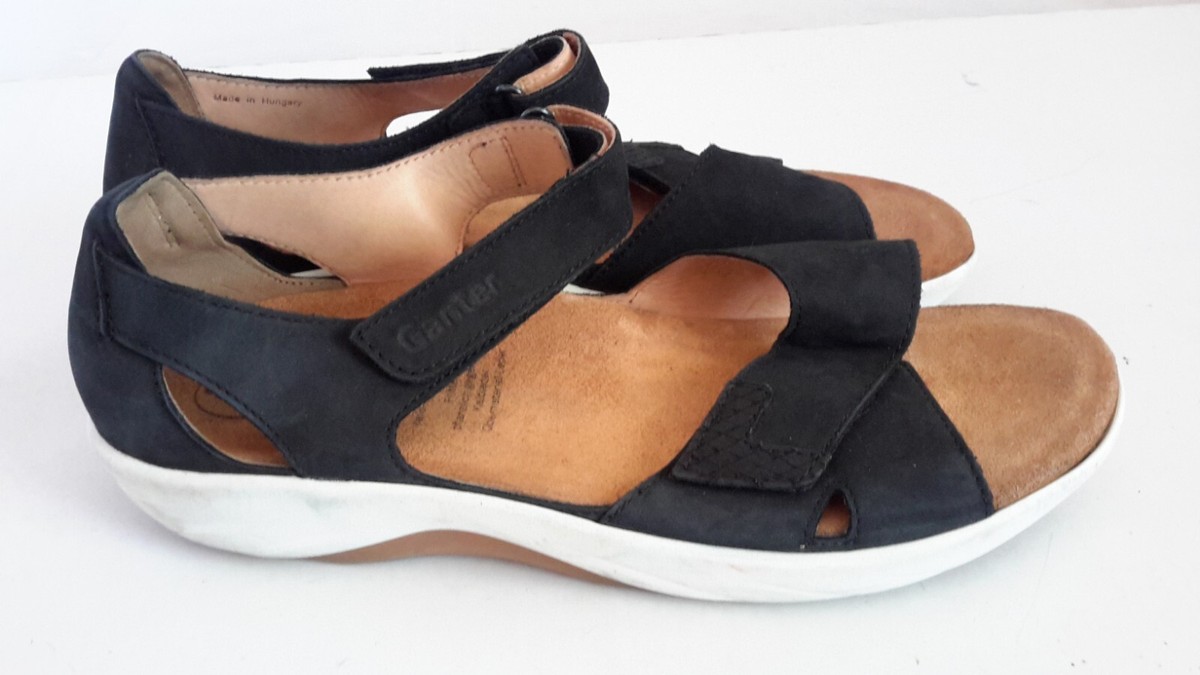 Ganter Aktiv Black Leather Walking Support Sandals Size 42G US