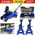 2 Ton Hydraulic Trolley Floor Jack Low Profile 3Ton Axle Stands Car Van Garage
