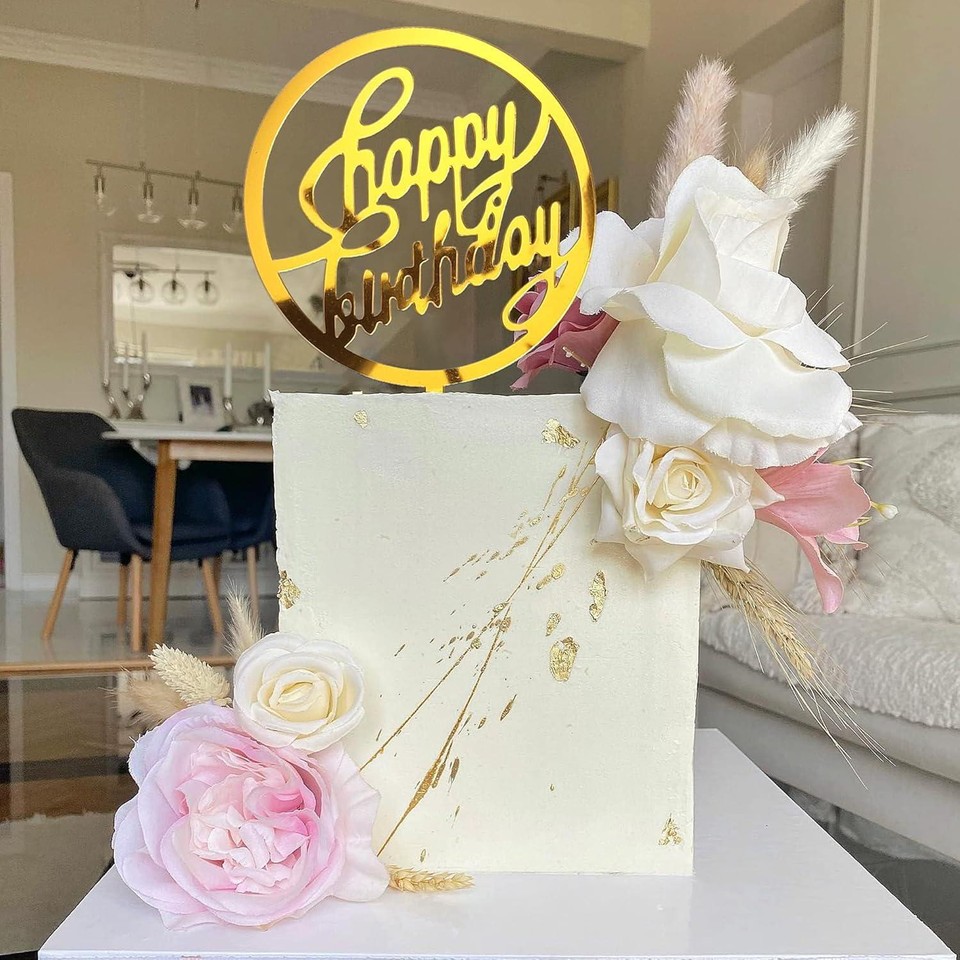 40 PCS Happy Birthday Cake Topper Acrylic Birthday Cupcake Topper Cake