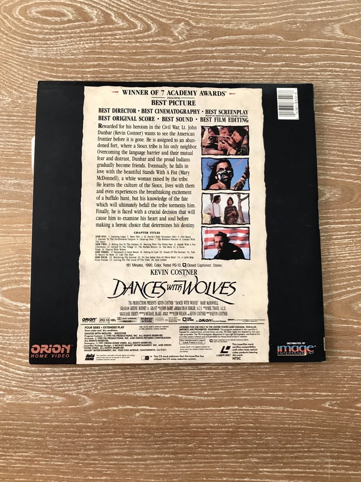 Dances with Wolves Laserdisc Widescreen Edition Double Disc Set Kevin Costner - Image 3 of 4