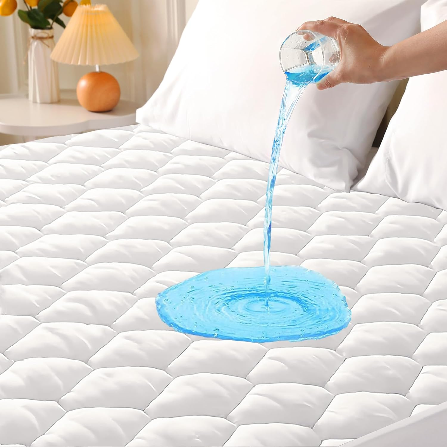 Queen Mattress Protector, 100% Waterproof Quilted Mattress Cover Queen Size Bed,