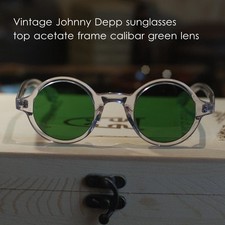 Round green sunglasses mens crystal clear johnny depp glasses calibar green lens