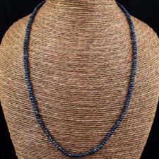 55.00 Cts Earth Mined Blue Iolite Round Shape Faceted Beads Necklace NK-43E258