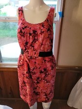 Loft Ann Taylor Pink Orange Floral Sleeveless Dress Sz 0 Knee Length
