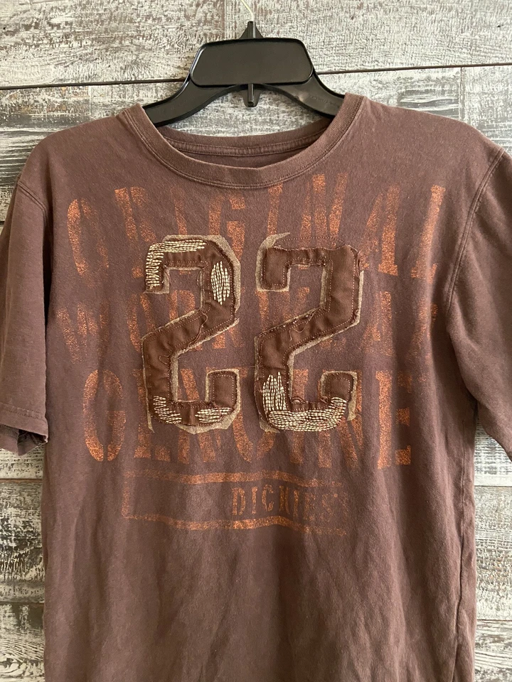 Camiseta Dickies #22 100 % algodón marrón niños talla XL 14-16 GUC Foto 4 de 4
