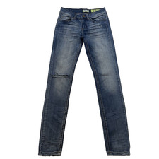 Indigo Rein Skinny Jeans Sz 3 25x28 Blue Low Rise Stretch Distressed Whisker